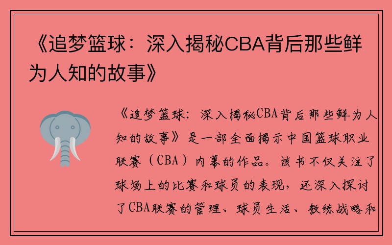 《追梦篮球：深入揭秘CBA背后那些鲜为人知的故事》